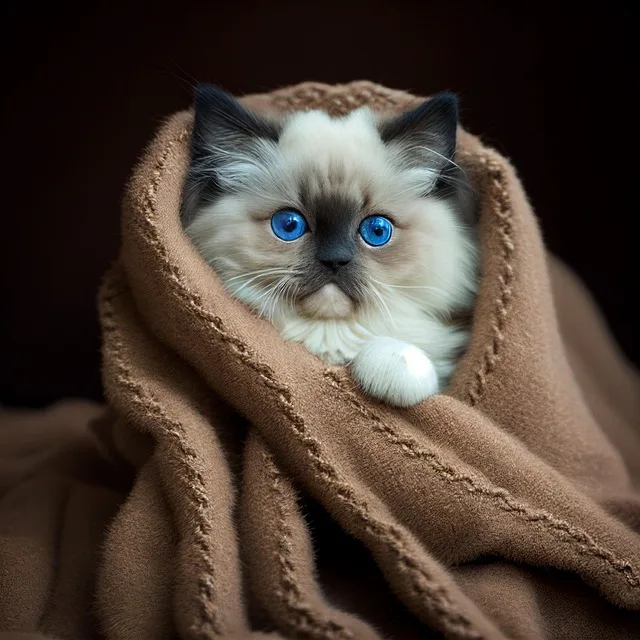 White Ragdoll Kitten with Blue Eyes