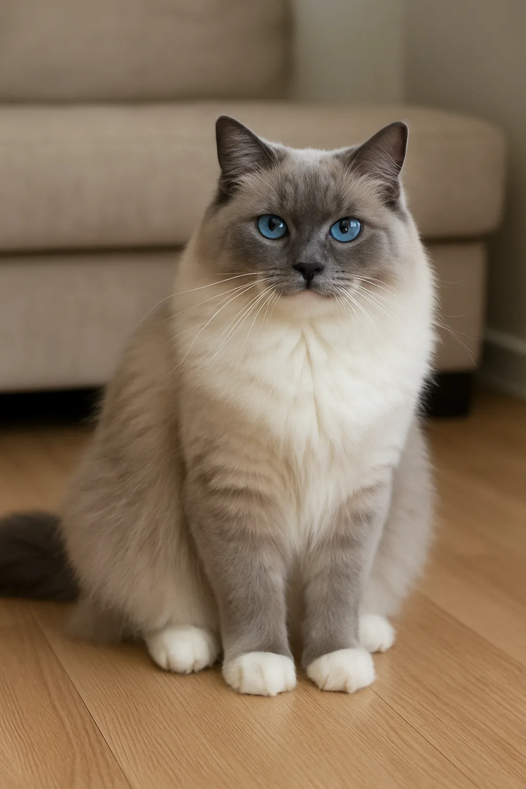 Full grown Blue Mitted Ragdoll